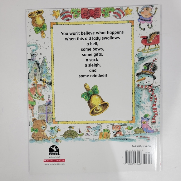 There Was An Old Lady Who Swallowed A Bell Christmas Softcover Children's Book - Picture 2 of 2